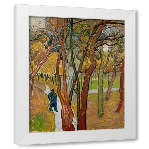 The garden of Saint Pauls Hospital White Modern Wood Framed Art Print by van Gogh, Vincent
