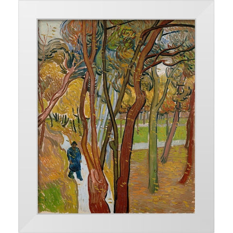The garden of Saint Pauls Hospital White Modern Wood Framed Art Print by van Gogh, Vincent