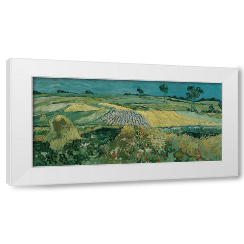 The Plain of Auvers White Modern Wood Framed Art Print by van Gogh, Vincent