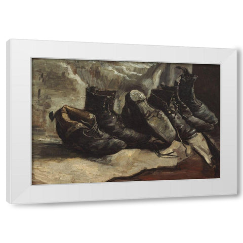 Three pairs of shoes White Modern Wood Framed Art Print by van Gogh, Vincent