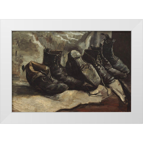 Three pairs of shoes White Modern Wood Framed Art Print by van Gogh, Vincent