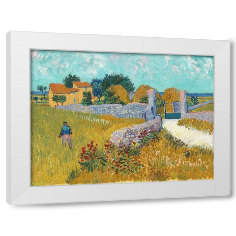 Farmhouse in Provence White Modern Wood Framed Art Print by van Gogh, Vincent
