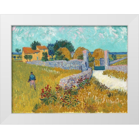 Farmhouse in Provence White Modern Wood Framed Art Print by van Gogh, Vincent