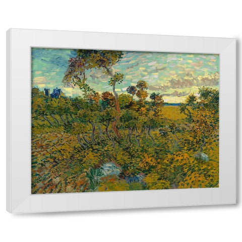 Sunset at Montmajour White Modern Wood Framed Art Print by van Gogh, Vincent