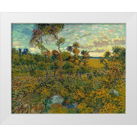 Sunset at Montmajour White Modern Wood Framed Art Print by van Gogh, Vincent