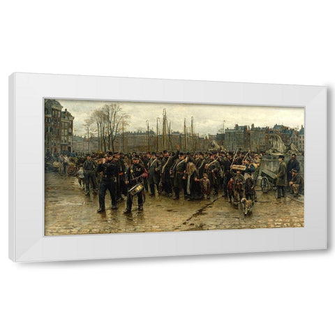 Transport of colonial soldiers White Modern Wood Framed Art Print by Israels, Isaac