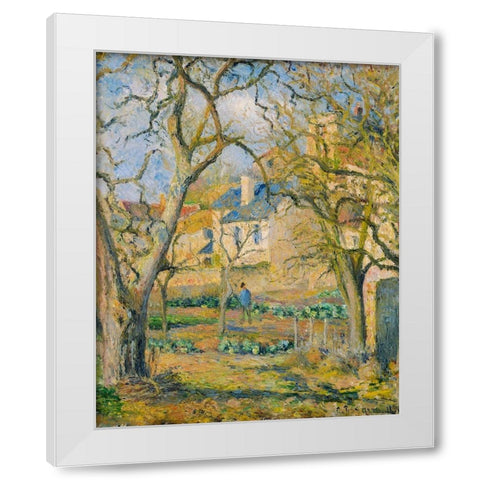 Vegetable Garden White Modern Wood Framed Art Print by Pissarro, Camille