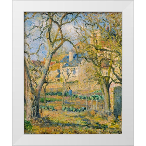 Vegetable Garden White Modern Wood Framed Art Print by Pissarro, Camille