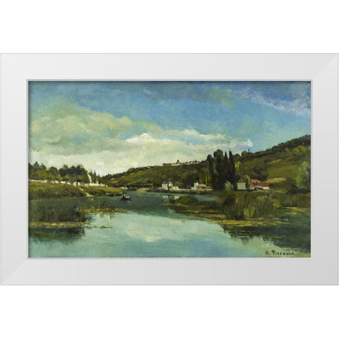 The Marne at Chennevieres White Modern Wood Framed Art Print by Pissarro, Camille