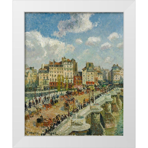 The Pont-Neuf White Modern Wood Framed Art Print by Pissarro, Camille