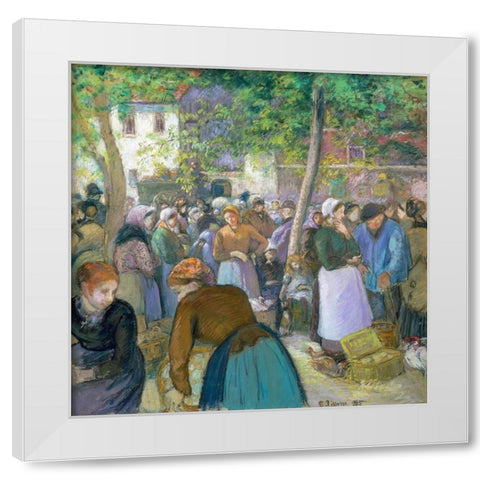 Poultry Market at Gisors White Modern Wood Framed Art Print by Pissarro, Camille