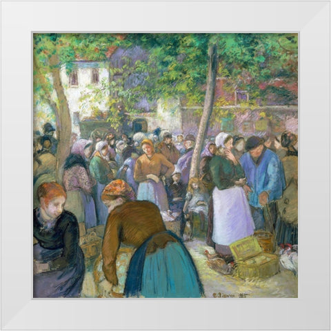 Poultry Market at Gisors White Modern Wood Framed Art Print by Pissarro, Camille