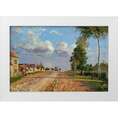 Route de Versailles, Rocquencourt White Modern Wood Framed Art Print by Pissarro, Camille