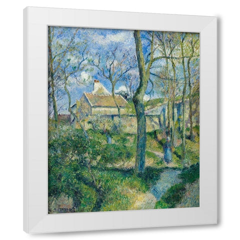 The Path to Les Pouilleux, Pontoise White Modern Wood Framed Art Print by Pissarro, Camille