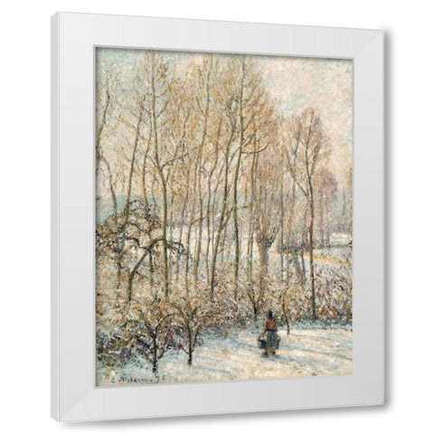 Morning Sunlight on the Snow, Eragny-sur-Epte White Modern Wood Framed Art Print by Pissarro, Camille