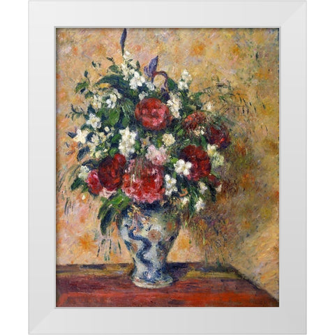 Still life with peonies and mock orange White Modern Wood Framed Art Print by Pissarro, Camille