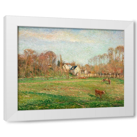 Field and Mill at Osny White Modern Wood Framed Art Print by Pissarro, Camille