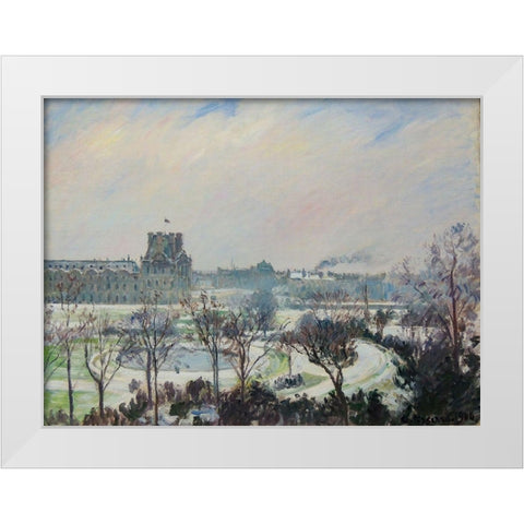 Tuileries Garden, snow effect White Modern Wood Framed Art Print by Pissarro, Camille