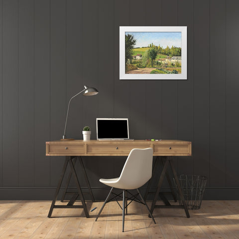 Hamlet around Pontoise White Modern Wood Framed Art Print by Pissarro, Camille