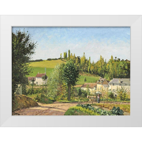 Hamlet around Pontoise White Modern Wood Framed Art Print by Pissarro, Camille
