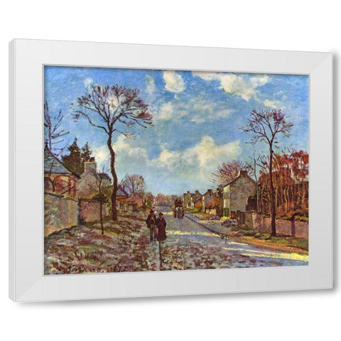 Route de Versailles, Louveciennes White Modern Wood Framed Art Print by Pissarro, Camille