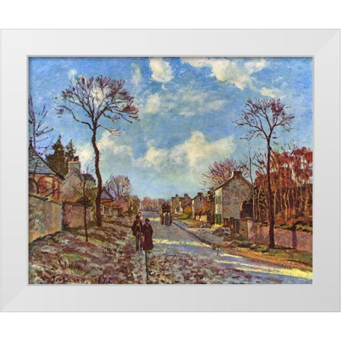 Route de Versailles, Louveciennes White Modern Wood Framed Art Print by Pissarro, Camille