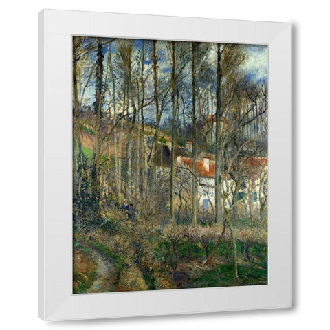 The Cote des Boeufs at LHermitage White Modern Wood Framed Art Print by Pissarro, Camille