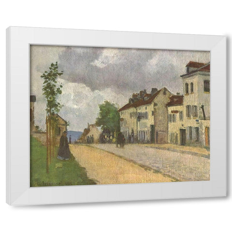 Street in Pontoise White Modern Wood Framed Art Print by Pissarro, Camille