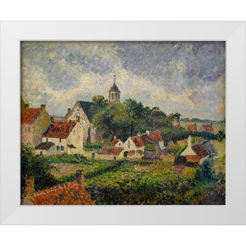 The village of Knokke White Modern Wood Framed Art Print by Pissarro, Camille