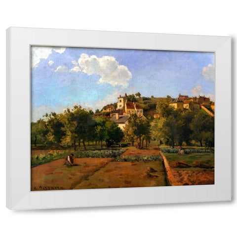 Pontoise White Modern Wood Framed Art Print by Pissarro, Camille