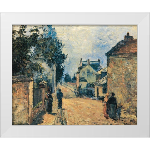 La Rue de LÂ´Hermitage, Pontoise White Modern Wood Framed Art Print by Pissarro, Camille
