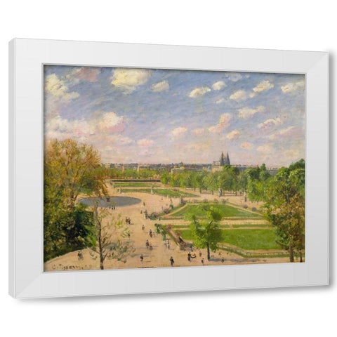 The Garden of the Tuileries on a Spring Morning White Modern Wood Framed Art Print by Pissarro, Camille