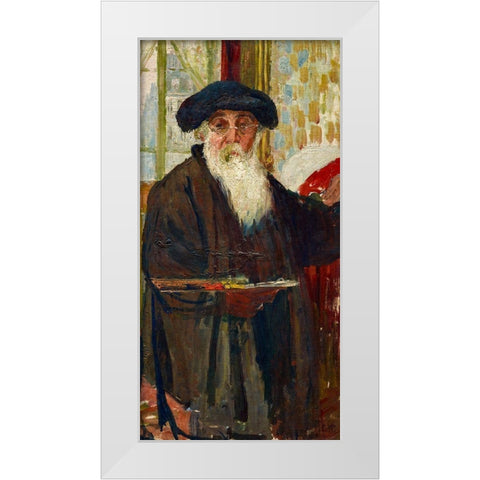 Self Portrait White Modern Wood Framed Art Print by Pissarro, Camille