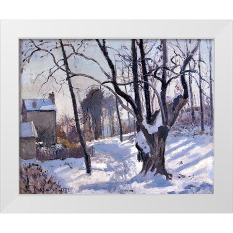Winter Landscape in Loiveciennes White Modern Wood Framed Art Print by Pissarro, Camille