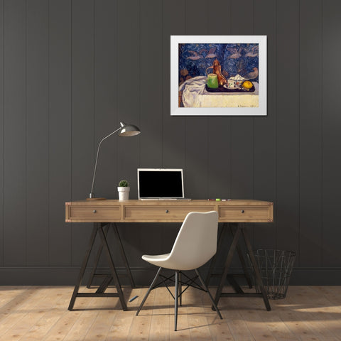 Still Life with a Coffeepot White Modern Wood Framed Art Print by Pissarro, Camille
