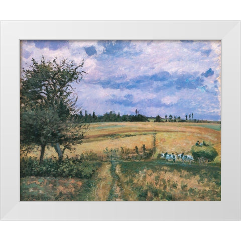 Landscape in Pontoise White Modern Wood Framed Art Print by Pissarro, Camille
