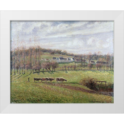 Summer Landscape, Eragny White Modern Wood Framed Art Print by Pissarro, Camille