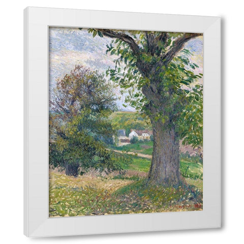 Chestnut trees in Osny White Modern Wood Framed Art Print by Pissarro, Camille