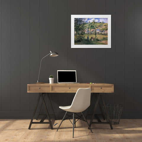 Landscape at Chaponval White Modern Wood Framed Art Print by Pissarro, Camille