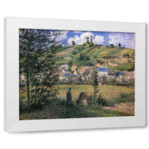 Landscape at Chaponval White Modern Wood Framed Art Print by Pissarro, Camille