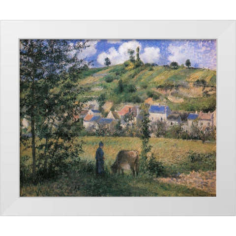 Landscape at Chaponval White Modern Wood Framed Art Print by Pissarro, Camille