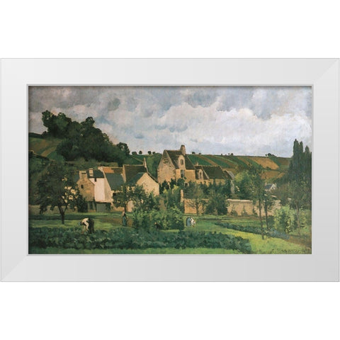 The Hermitage in Pontoise White Modern Wood Framed Art Print by Pissarro, Camille