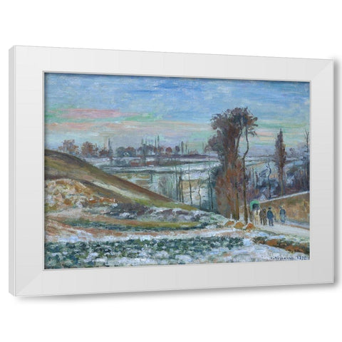 Snow effect at the Hermitage White Modern Wood Framed Art Print by Pissarro, Camille