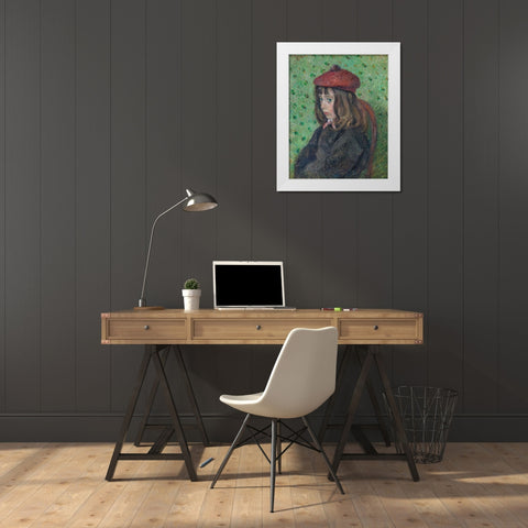 Portrait of Felix Pissarro White Modern Wood Framed Art Print by Pissarro, Camille