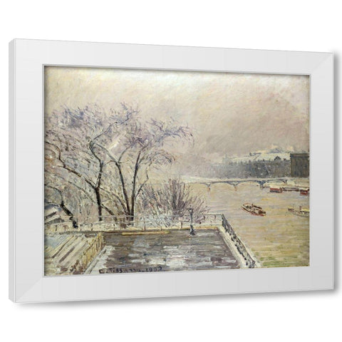 The Louvre under Snow White Modern Wood Framed Art Print by Pissarro, Camille