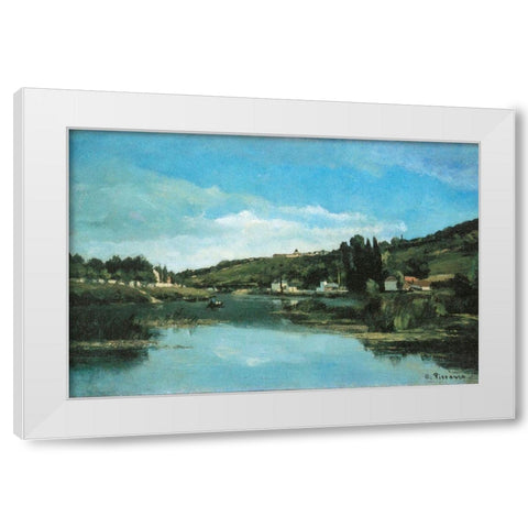 The Marne at Chennevieres White Modern Wood Framed Art Print by Pissarro, Camille