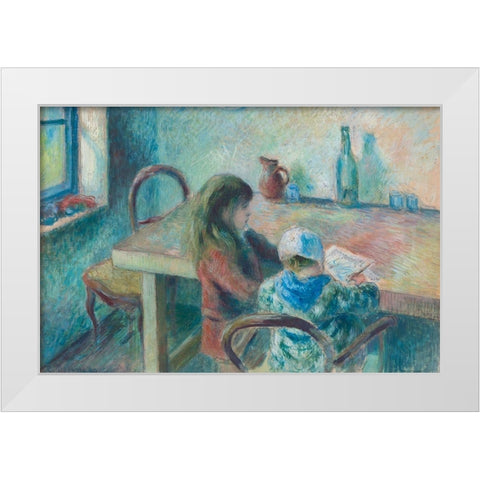 The Children White Modern Wood Framed Art Print by Pissarro, Camille