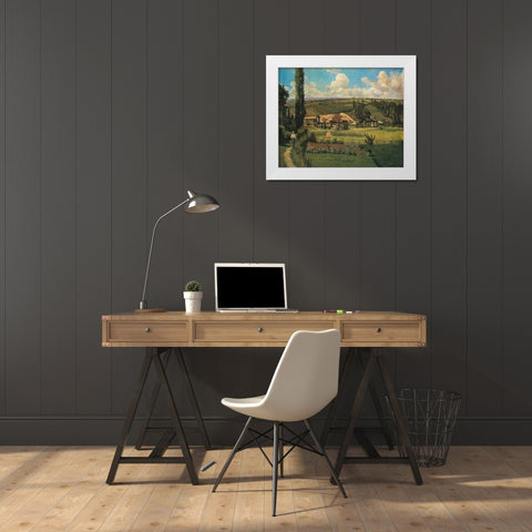 Landscape at Les Patis, Pontoise White Modern Wood Framed Art Print by Pissarro, Camille