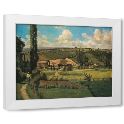Landscape at Les Patis, Pontoise White Modern Wood Framed Art Print by Pissarro, Camille
