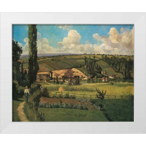 Landscape at Les Patis, Pontoise White Modern Wood Framed Art Print by Pissarro, Camille